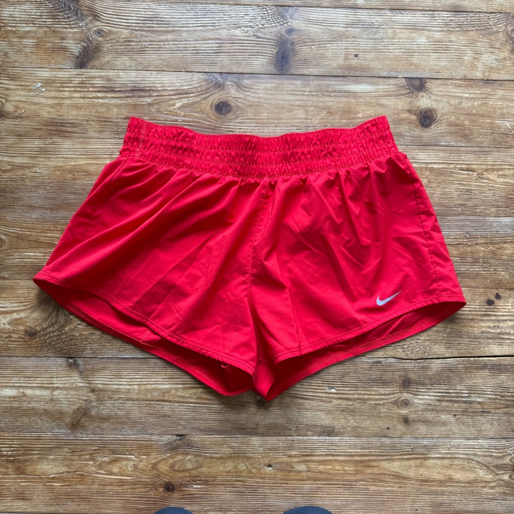 Nike Dri-FIT Womens Running Athletic Sporty Shorts Red Brief Liner Medium EUC